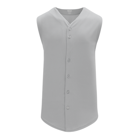 Athletic Knit Full Button Sleeveless Baseball Jersey (BA1812), Color '012 Grey'